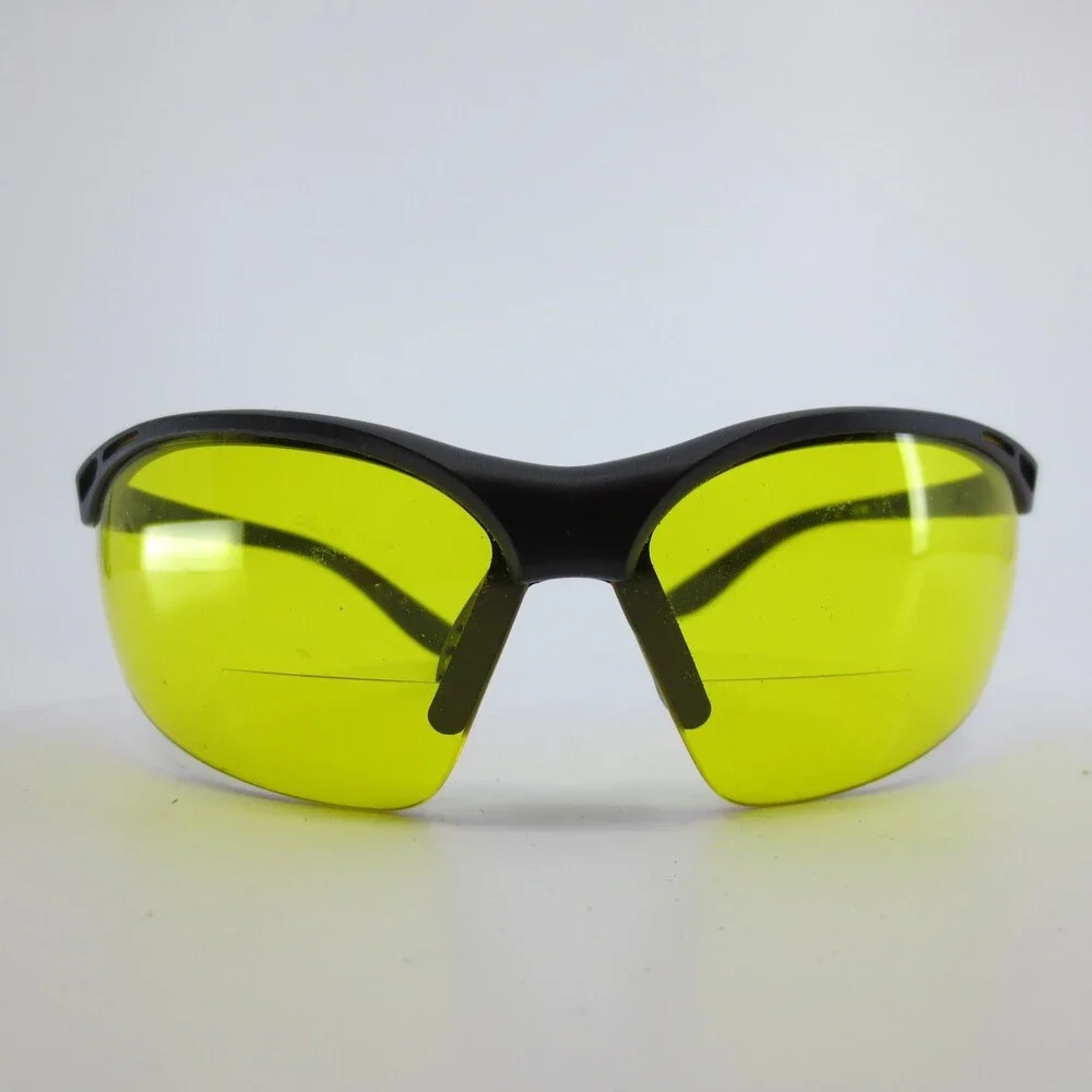 Z87-2 Safety Glasses Yellow Lens Wrap Around Black Frame 120mm Taiwan 31588